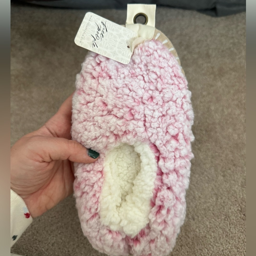 Free People Pink Fuzzy Slippers